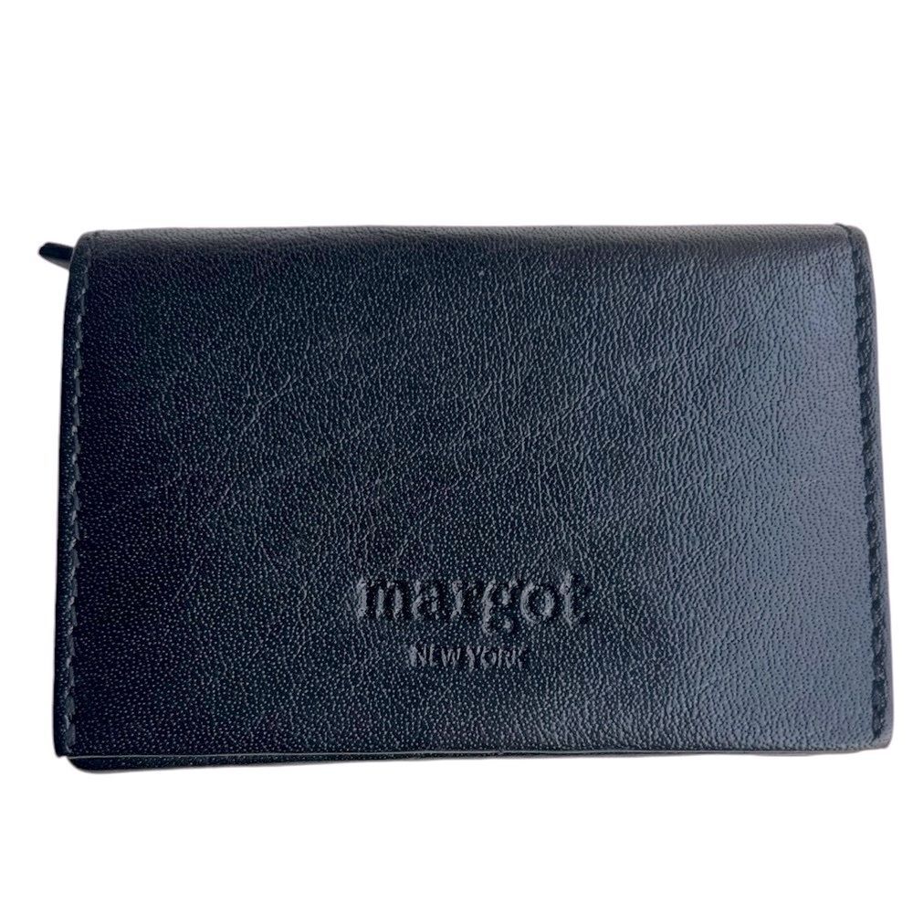 MARGOT NY Black Fold-over Leather Wallet